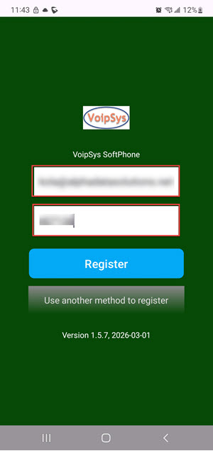 Image: Enter Credentials. Register Acct.